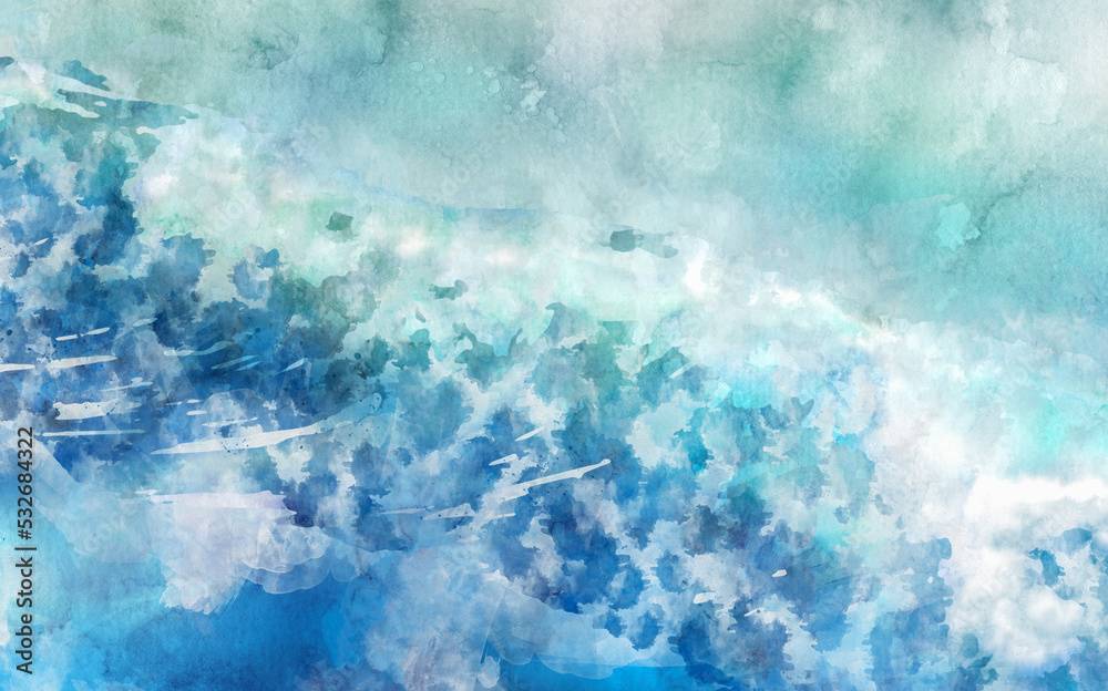 Blue ocean abstract watercolor texture background. Painted Water ...