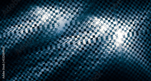 Silvery geometric pattern on a dark background. There is a stylization in grunge - exposure and slight graininess of the image