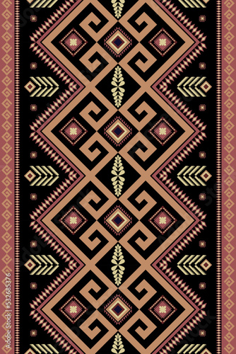 Geometric seamless ornaments for textiles, ceramics, wallpaper, web cards, ethnic patterns, border ornaments, design, native motifs, ornaments in brown shade on black background