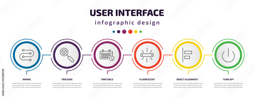 Vetor do Stock: user interface infographic template with icons and 6 ...