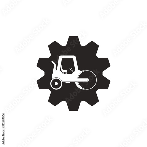heavy equipment or asphalt road compactor vehicle icon