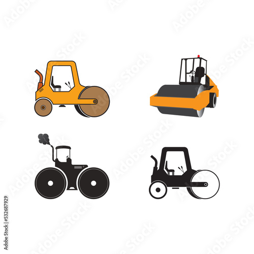 heavy equipment or asphalt road compactor vehicle icon