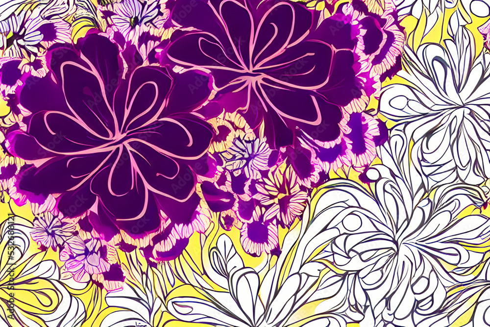 Floral Purple Blue White Floral Purple Blue White