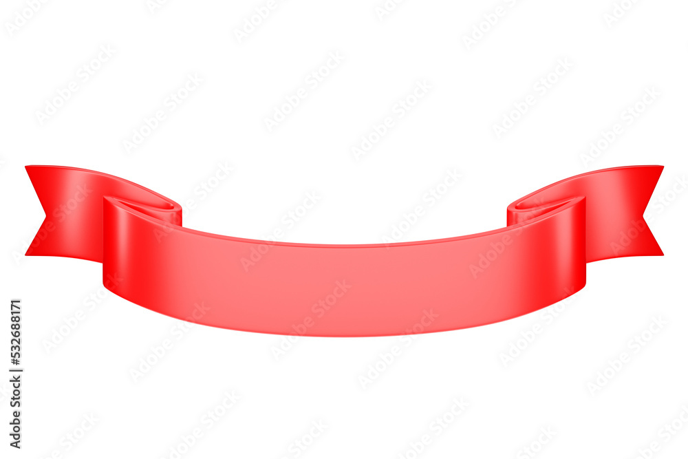 3d label ribbon. Glossy red blank plastic banner for advertisment, promo and decoration elements. High quality isolated render 3d label ribbon. Glossy red blank plastic banner for advertisment, promo and decoration elements. High quality isolated render
