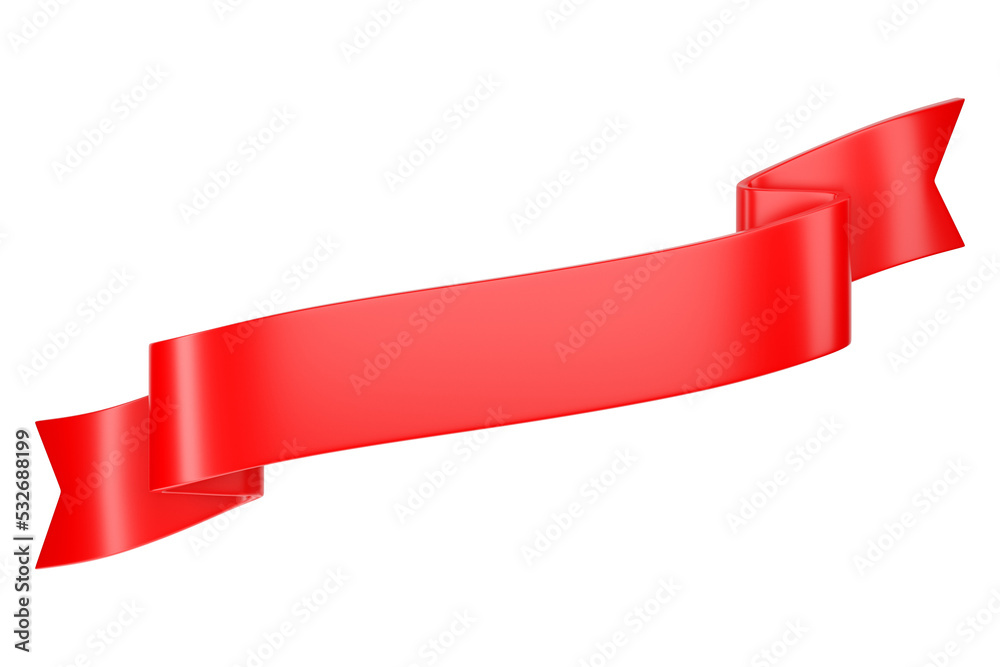 3d label ribbon. Glossy red blank plastic banner for advertisment, promo and decoration elements. High quality isolated render 3d label ribbon. Glossy red blank plastic banner for advertisment, promo and decoration elements. High quality isolated render