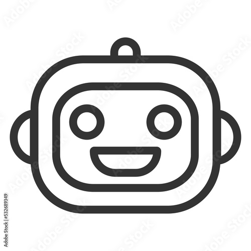Smiling robot head - icon, illustration on white background, outline style