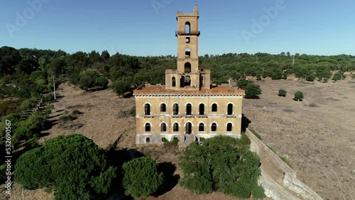 Abandoned Coina Palace in Portugal 4k Aerial View photo