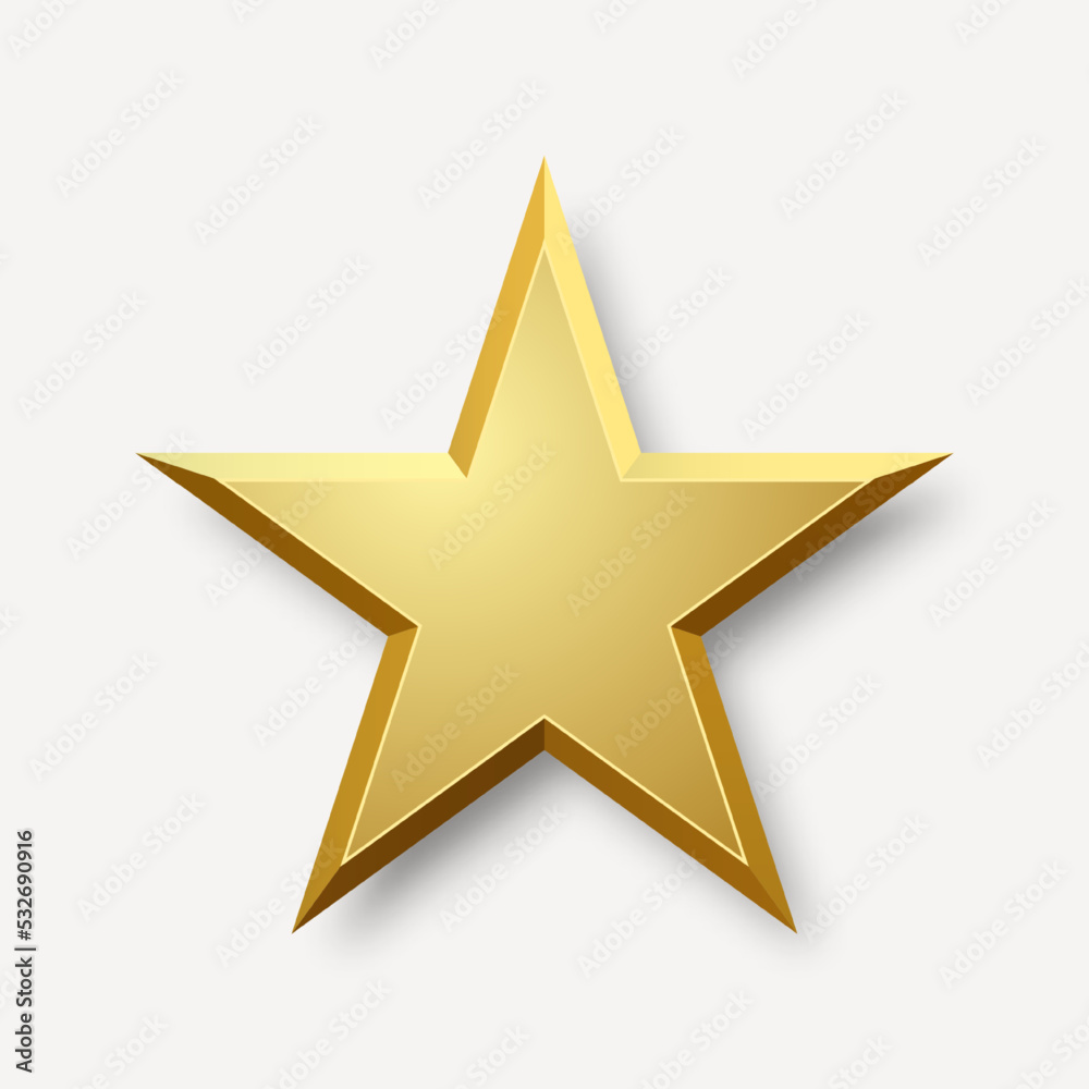 Obraz premium Golden star on a light background with a shadow.Design element