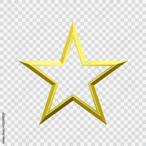 Golden star design element. Star vector frame.