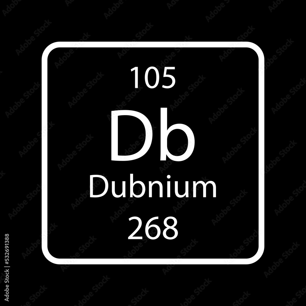 Dubnium symbol. Chemical element of the periodic table. Vector illustration. Dubnium symbol. Chemical element of the periodic table. Vector illustration.