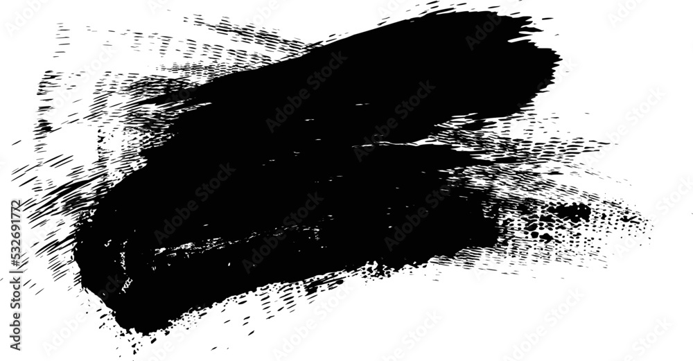 Grunge Paint stripe . Vector brush Stroke- Modern Textured shape . Dry border in Black