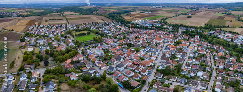 Aerial view around the village Meimsheim in Germany 