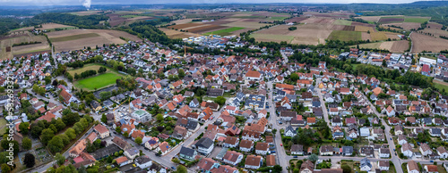 Aerial view around the village Meimsheim in Germany 