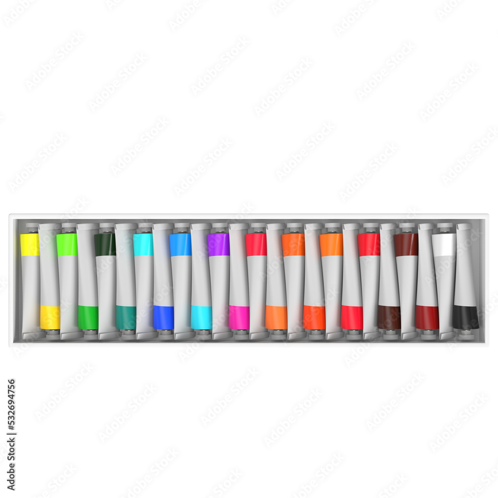 Fototapeta premium 3d rendering illustration of an acrylic paint tubes set