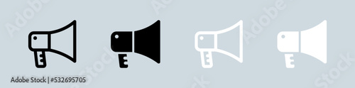 Megaphone icon in black and white colors. Loudspeaker sign vector illustration.
