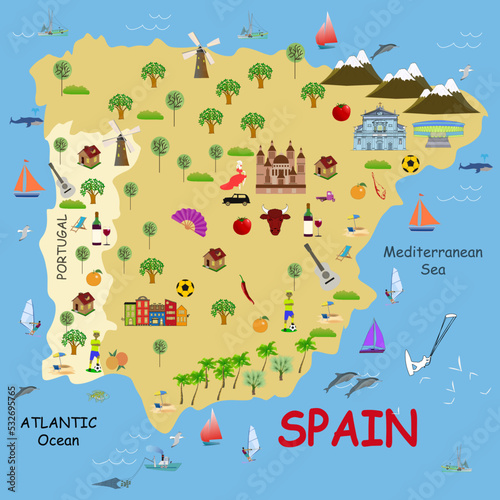 Map of Spain and Portugal with associations