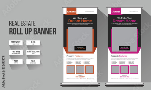 Real estate agency roll up banner design