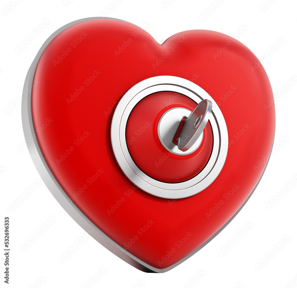 Fototapeta premium Locked heart on transparent background