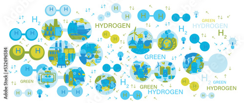 Green power production. Alternative energy concept. Vector illustration