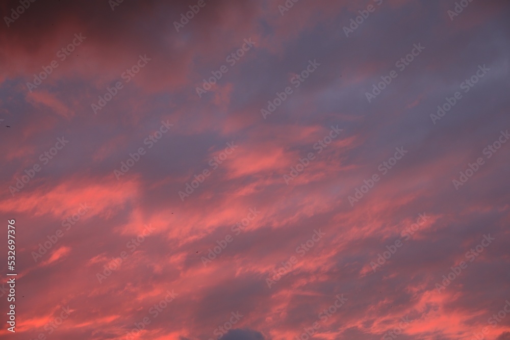 Picturesque view of beautiful sky with clouds on sunset
