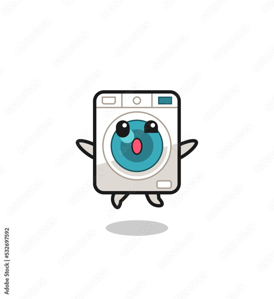washing machine character is jumping gesture washing machine character is jumping gesture