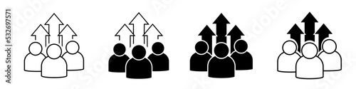 Team growth icon vector set, development illustration sign collection, popularity symbol.