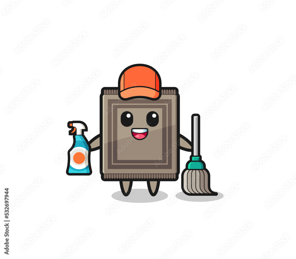 cute carpet character as cleaning services mascot
