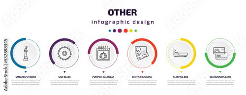 Photographie other infographic element with icons and 6 step or option