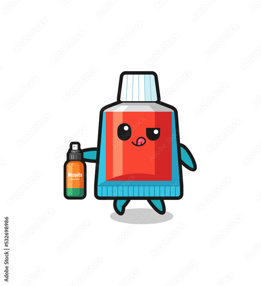Obraz premium cute toothpaste holding mosquito repellent