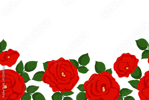 Seamless border of red roses  hand drawn style vector illustration isolated on white background. Backdrop for wallpaper  textile  fabric  wrapping.