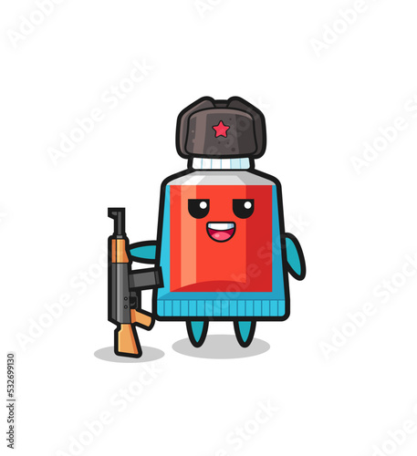 cute toothpaste cartoon as Russian army