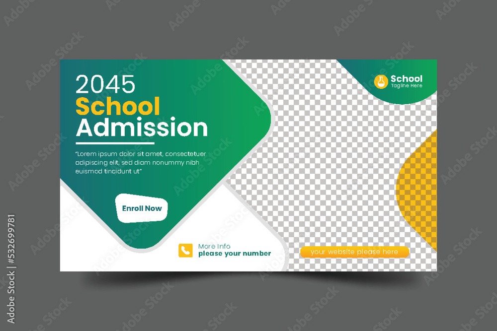 
School education admission web banner social media post & back to school template and web banner
