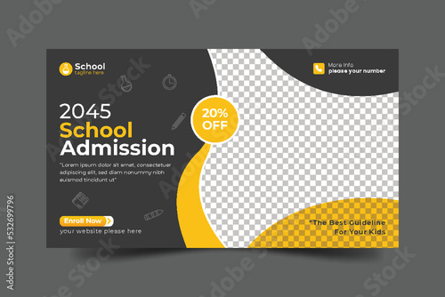 
School education admission web banner social media post & back to school template and web banner