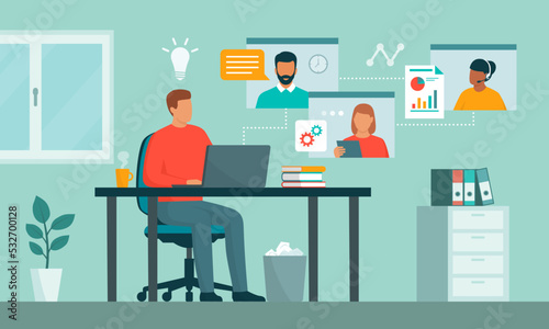 Business team having a conference call online