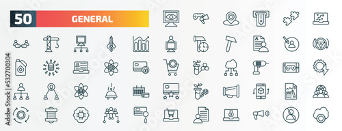 set of 50 special lineal general icons. outline icons such as computer vision, digital strategy, business performance, direct marketing, core values, perforator, data science, agitation, filament,