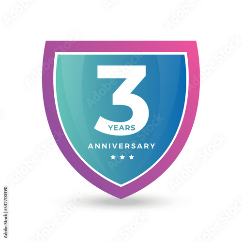 3rd Third Anniversary Celebrating icon logo label Vector event gold color shield