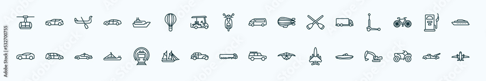 special lineal transportation icons set. outline icons such as ...