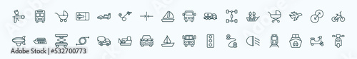 special lineal transport icons set. outline icons such as car painting, formula 1, van front view, galleon, transition, luxury yacht, cement truck, sail boat, way, ferry carrying cars, scooter bike
