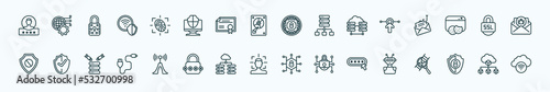 special lineal internet security icons set. outline icons such as authentication, fingerprint scan, internet, interactive, ssl, protected, wireless connection, facial recognition, password,