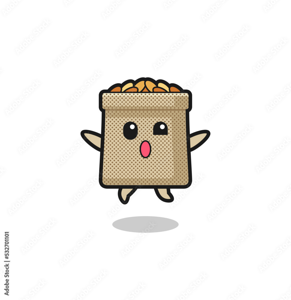 wheat sack character is jumping gesture wheat sack character is jumping gesture