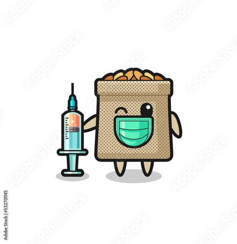 wheat sack mascot as vaccinator