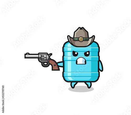 the gallon water bottle cowboy shooting with a gun