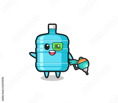 gallon water bottle cartoon as future warrior mascot