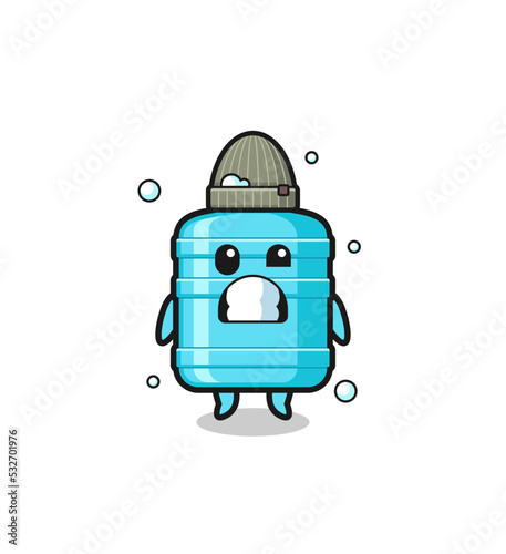 cute cartoon gallon water bottle with shivering expression