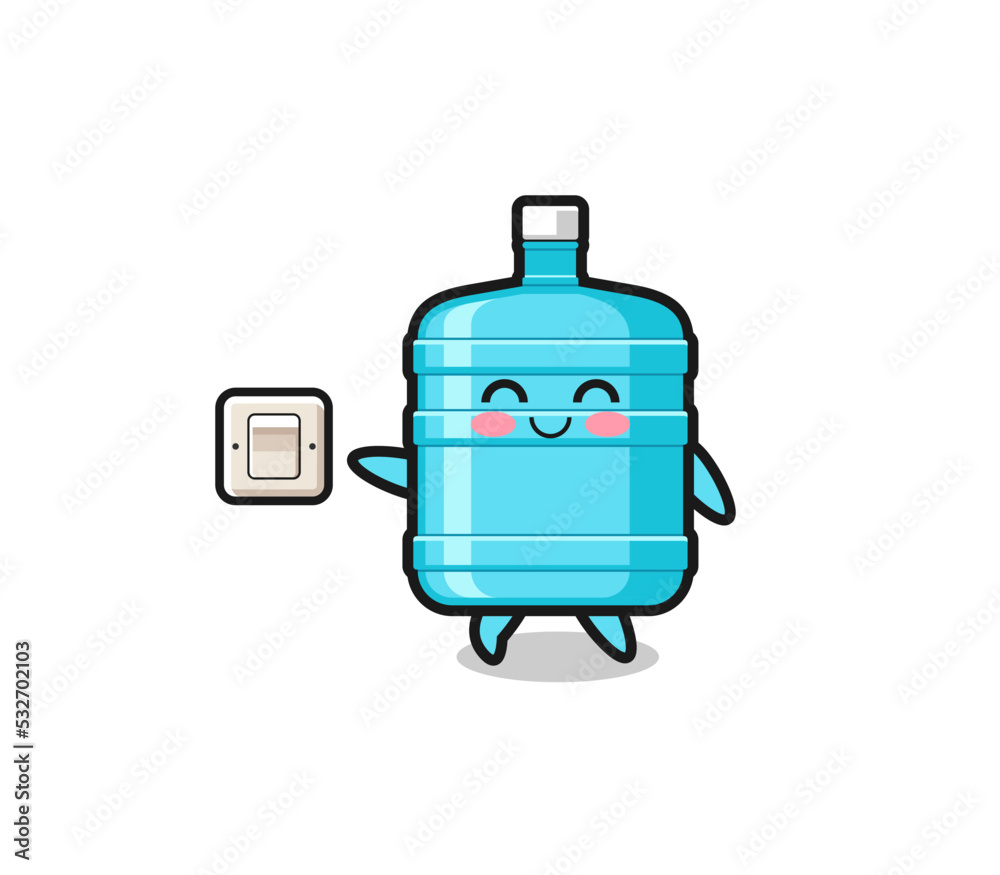 cartoon gallon water bottle is turning off light cartoon gallon water bottle is turning off light