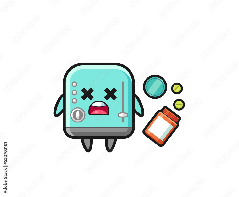 illustration of overdose toaster character illustration of overdose toaster character