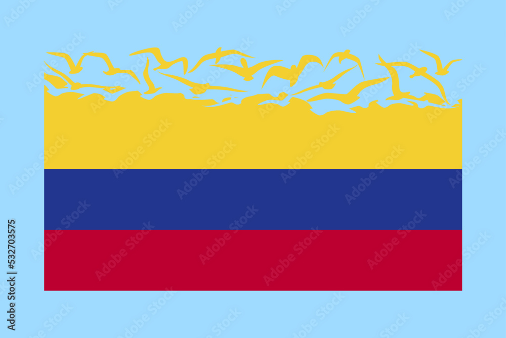 Fototapeta premium Colombia flag with freedom concept, Colombia flag transforming into flying birds vector