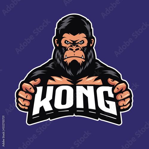 gorilla head mascot gaming logo illustration