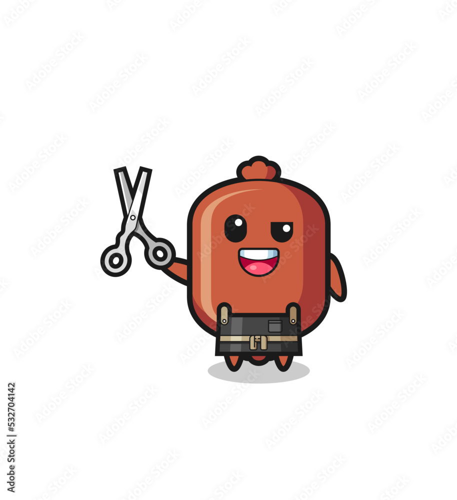sausage character as barbershop mascot