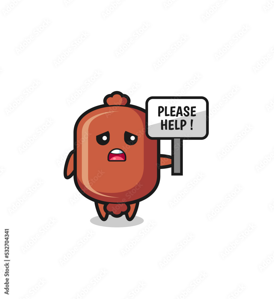 cute sausage hold the please help banner cute sausage hold the please help banner